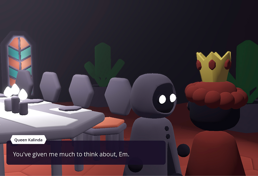 a game screenshot where the protagonist is conversing with someone royal